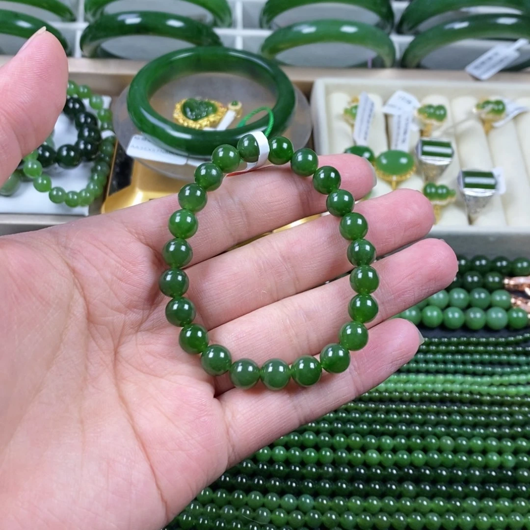 和田玉（碧玉）手串未镶嵌卡8