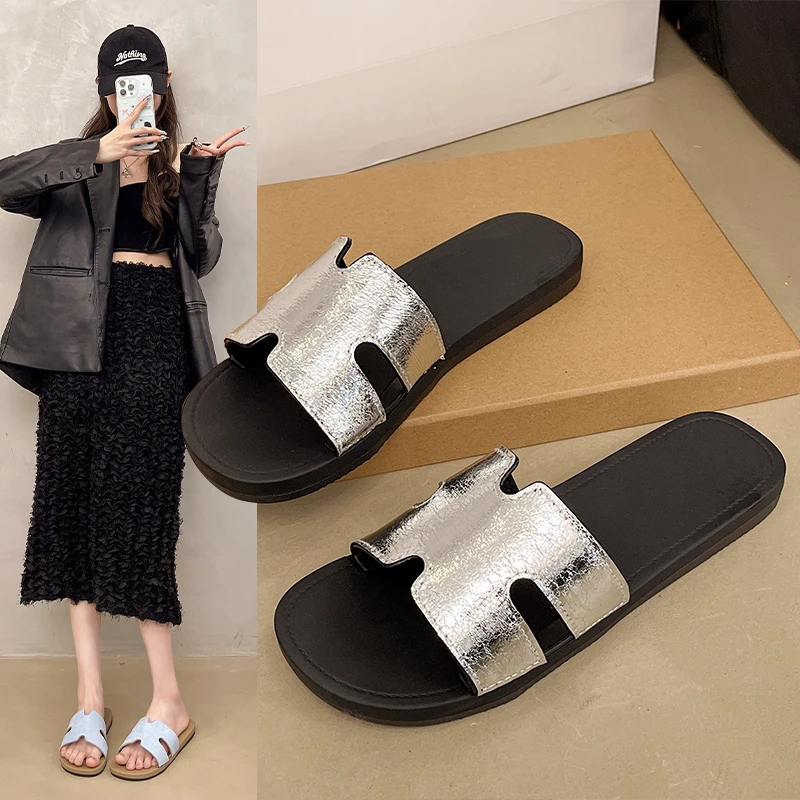 【几乐】2025新款韩版软底凉拖鞋夏季平底防滑海边沙滩度假一字拖