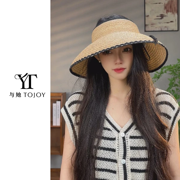 【空顶新款拉菲草】 手工编织法式渔夫帽防晒遮阳帽