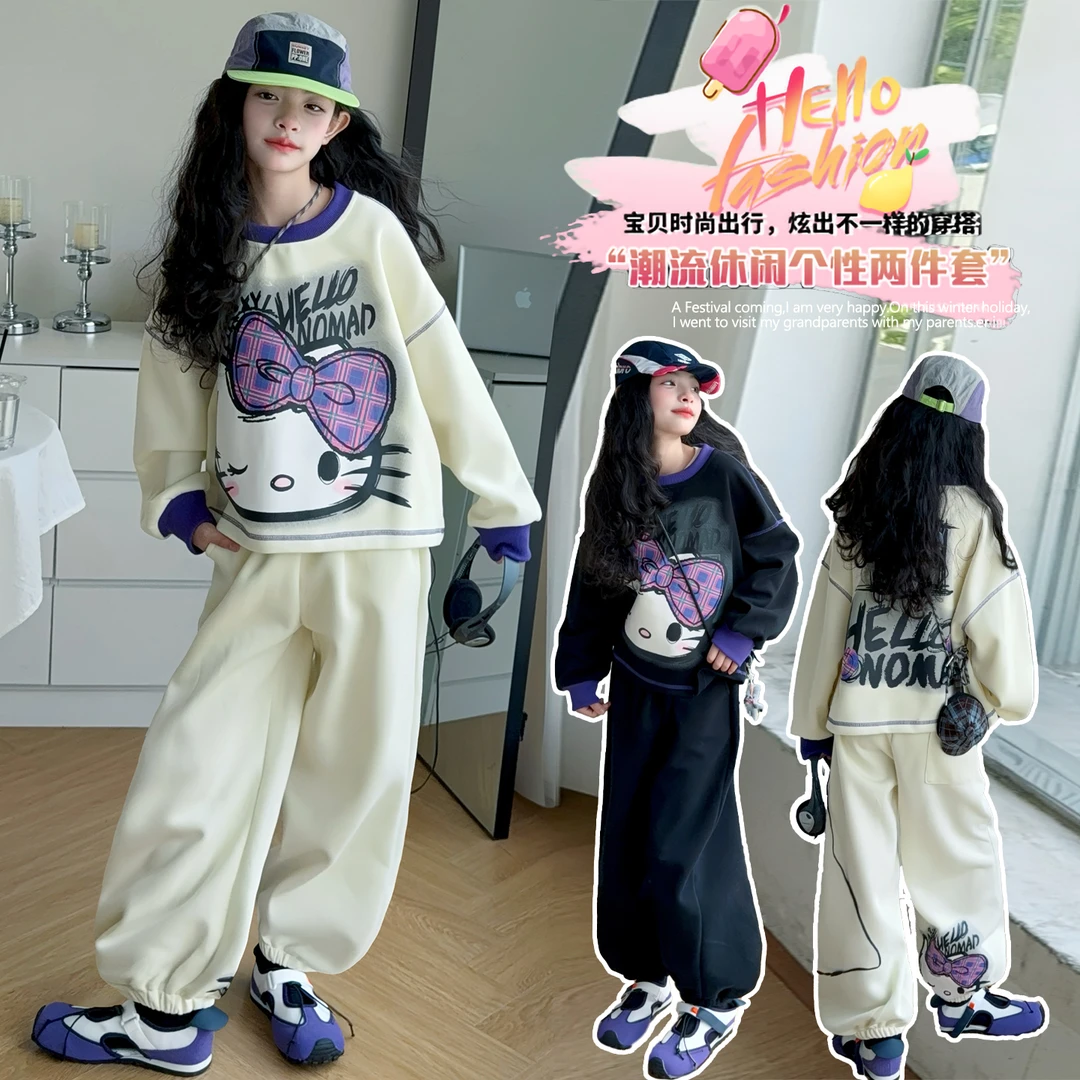 女童超好看卫衣套装韩系氛围感2025春秋新款女孩时髦卫裤两件套潮