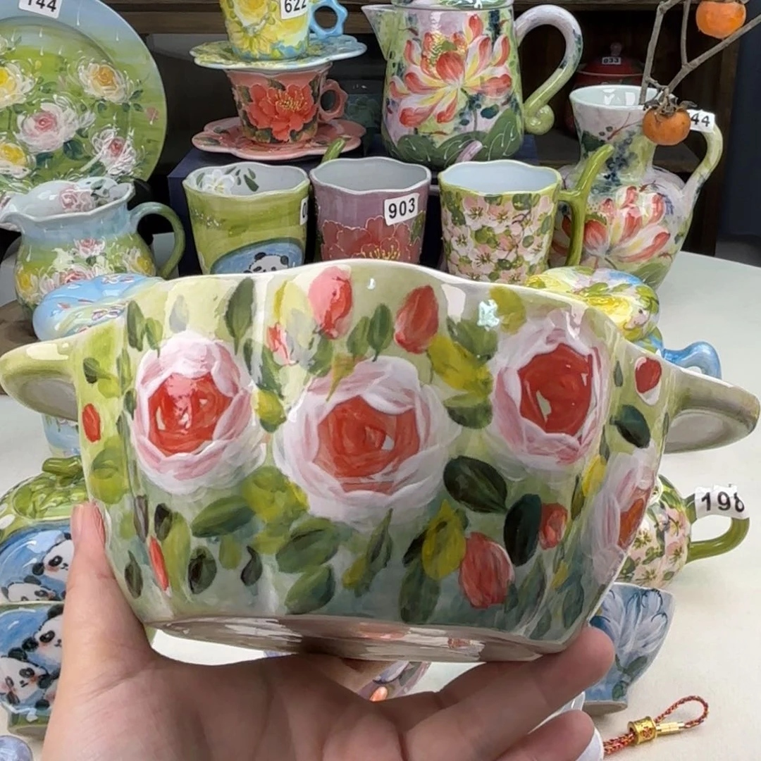 景德镇手绘高温釉下彩陶瓷茶具