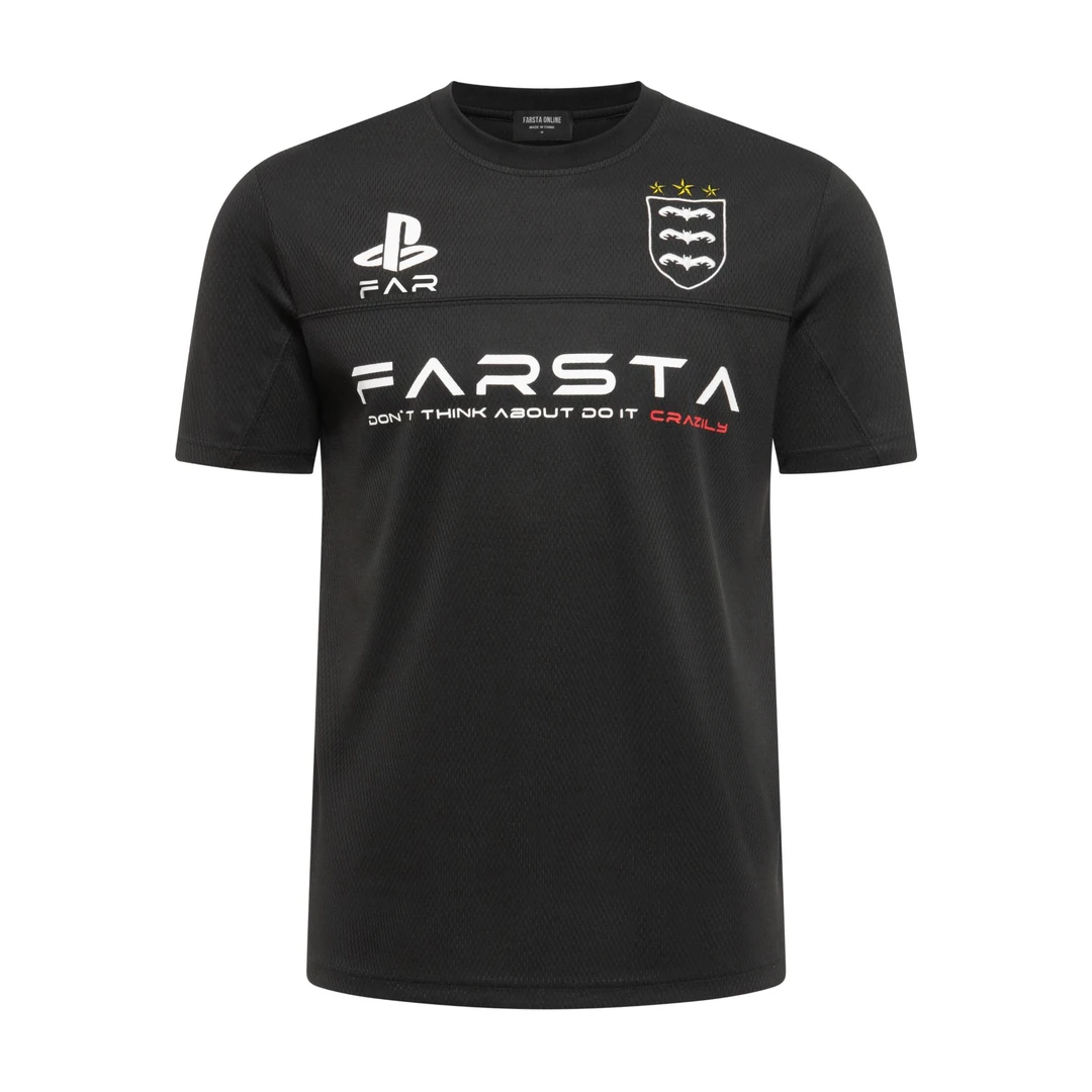 FARSTA 25ss标语刺绣恶搞logo网眼重磅美式复古球衣正肩短袖