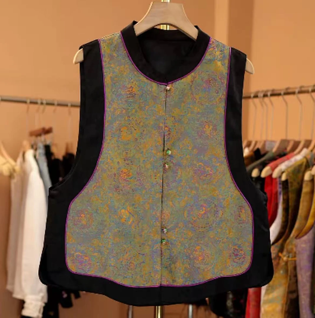 （十二生肖双面穿）新中式桑蚕丝宋锦原创设计立领高定女生精品马甲