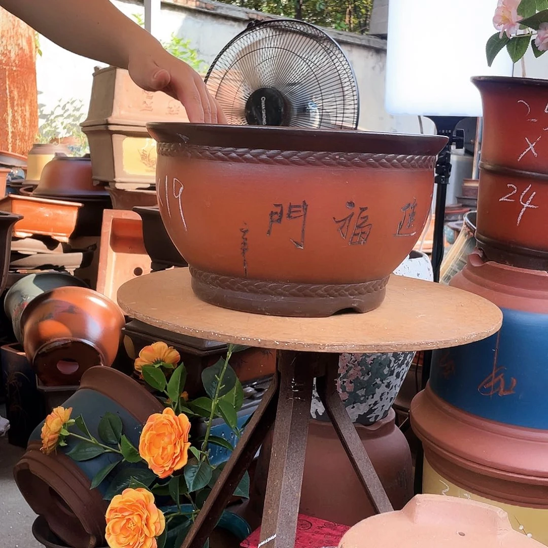 a款财进福门大号花盆紫砂花盆