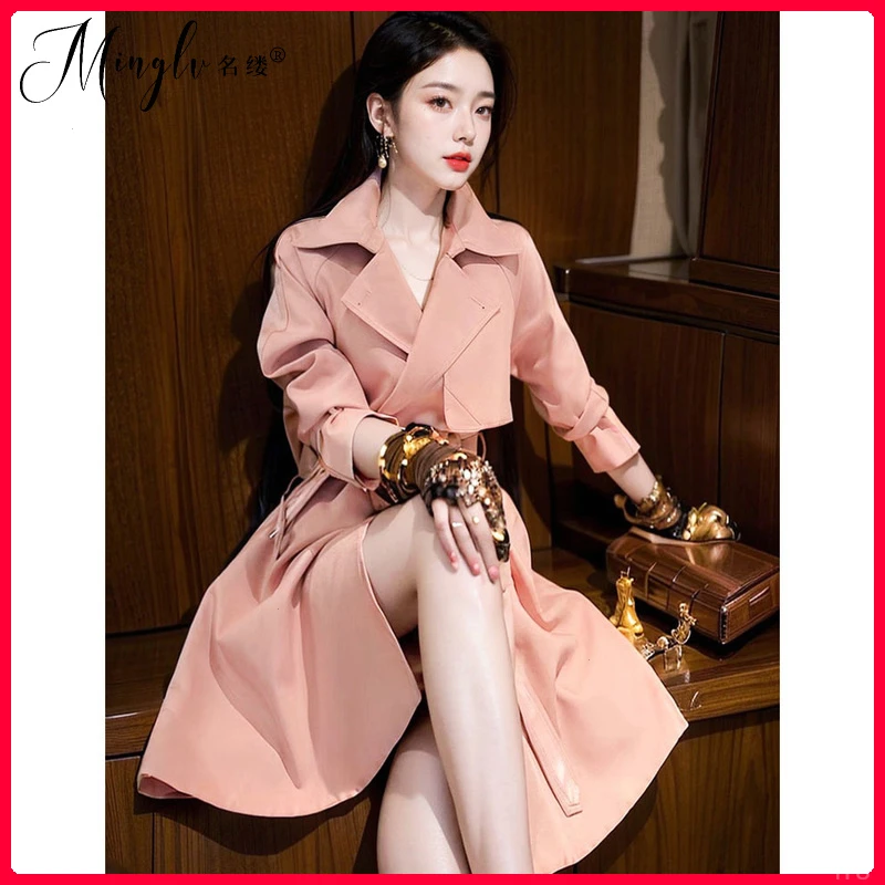 名缕品牌2025年秋季优雅气质中长款修身显瘦收腰西装风衣外套女