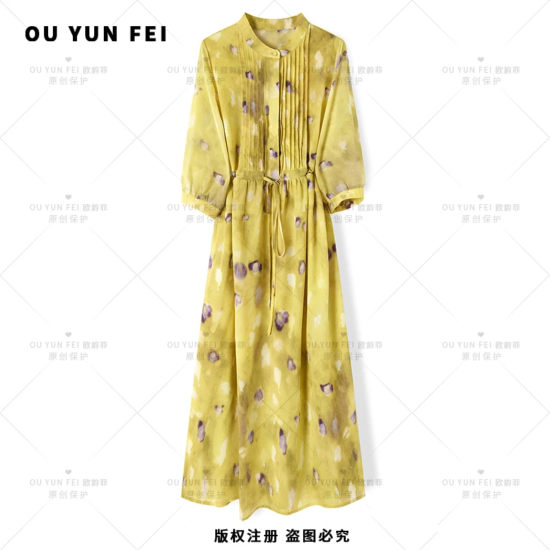 气质显瘦连衣裙女新款高级感穿搭时尚洋气印花长裙HY1668