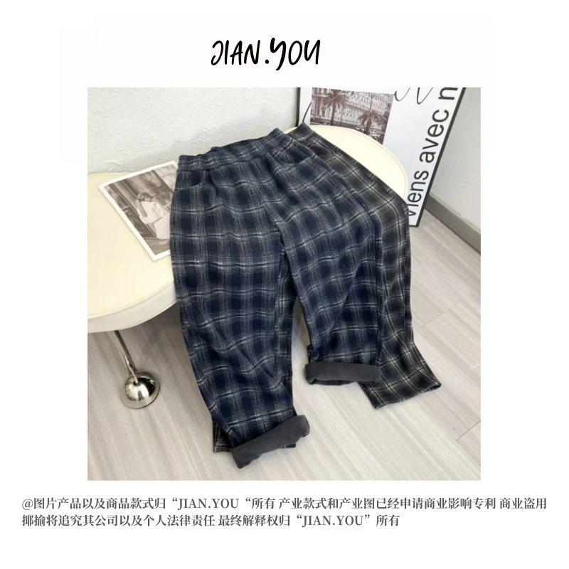 JIANYOU-「暖暖格子」2024年加绒新款秋冬款品质女装休闲裤DJ-8969
