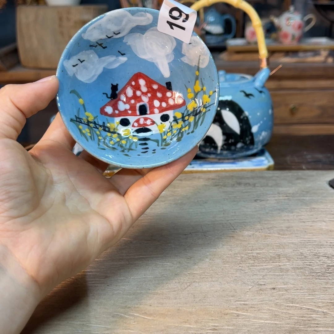 壶素浅陶瓷手工手绘