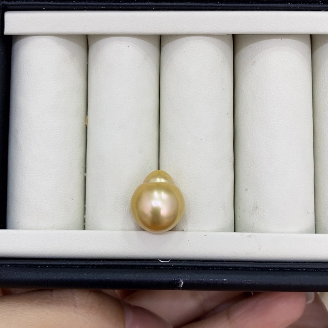 未镶嵌颈饰海水珍珠蓝**?金珠裸珠13.7mm不退不换忙