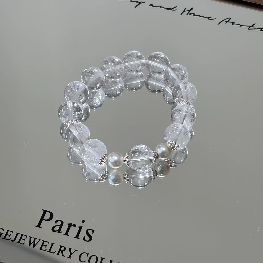 Y0304【】12m珍珠白阿赛水晶手串高端轻奢多样性发一