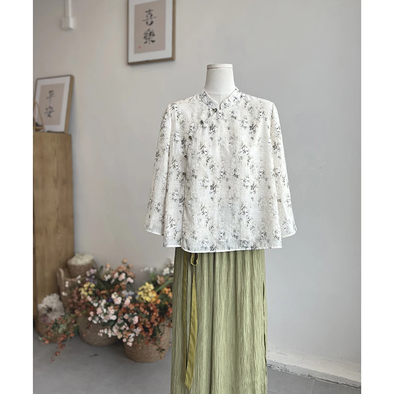 3297《诗栩》新中式春夏文艺薄款上衣复古气质长袖款上衣