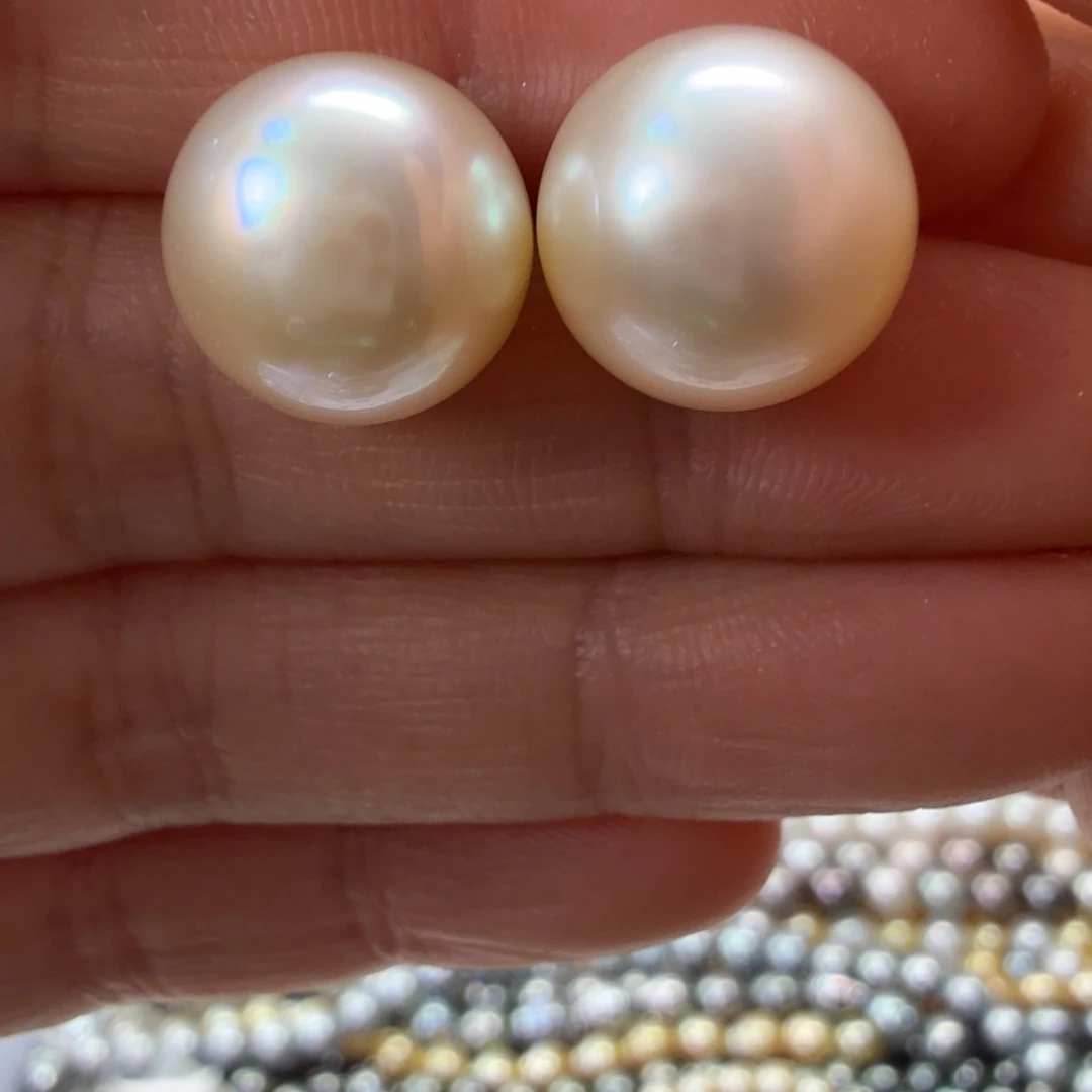 银S925镶嵌耳饰海水珍珠12-13
