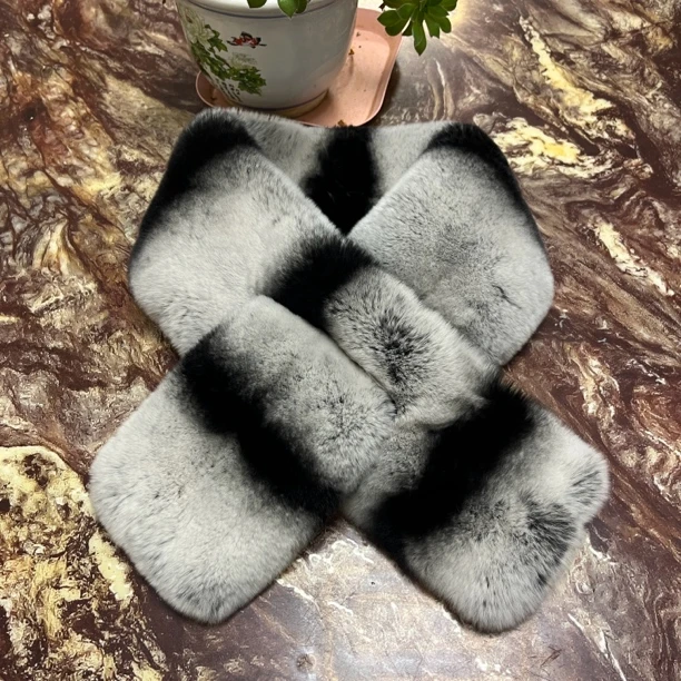 冬季新款韩版加厚双面毛绒龙猫獭兔围巾