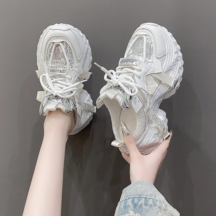 半拖老爹鞋女2025新款网面透气情侣外穿厚底懒人鞋男女半拖鞋厚底