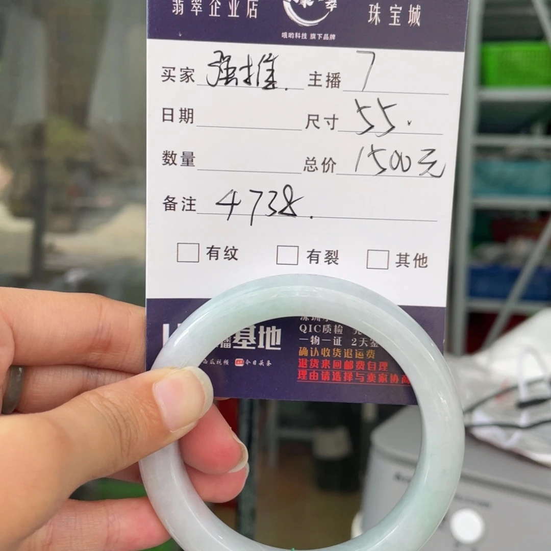 未镶嵌手镯翡翠Q 55正圈 4738