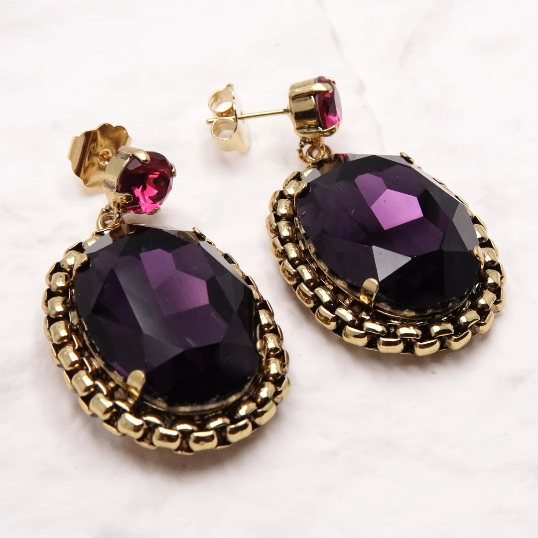 铜合金耳饰 铜合金合成锆石耳饰 翡冷萃耳饰 佛罗伦萨手工  K250