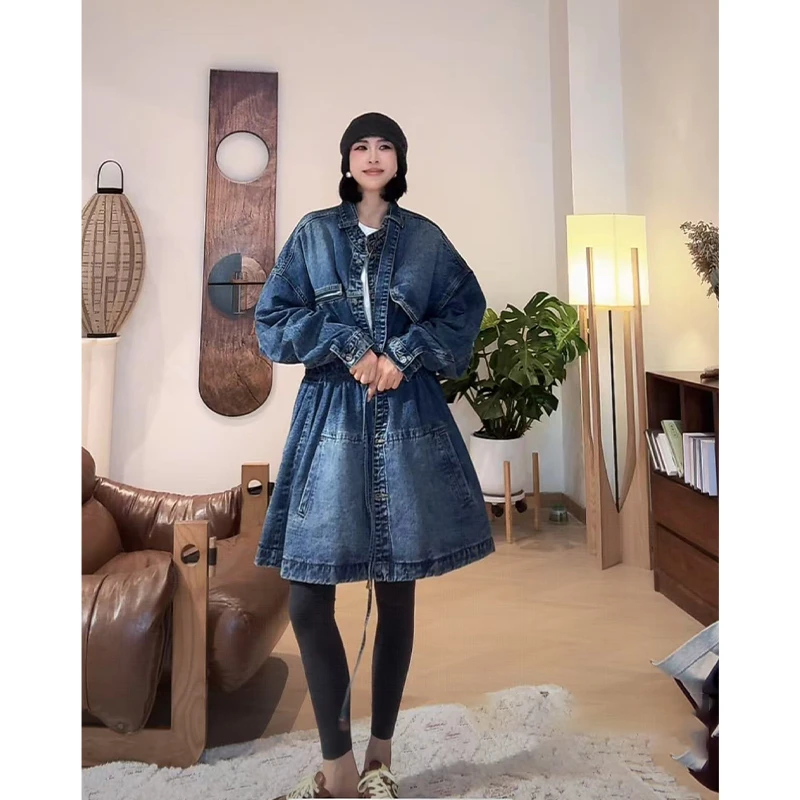 ZUOXIAOQI秋款抽绳可收腰牛仔风衣22（衣长88/胸围148）