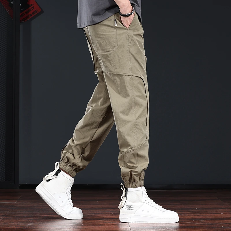 冰丝休闲裤男潮牌宽松运动束脚裤2025新款夏季薄款高端百搭速干裤