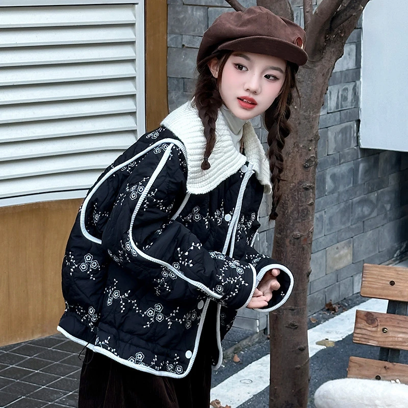 女童外套秋冬2025新款洋气高级感冬季加厚棉服大儿童冬装夹棉上衣