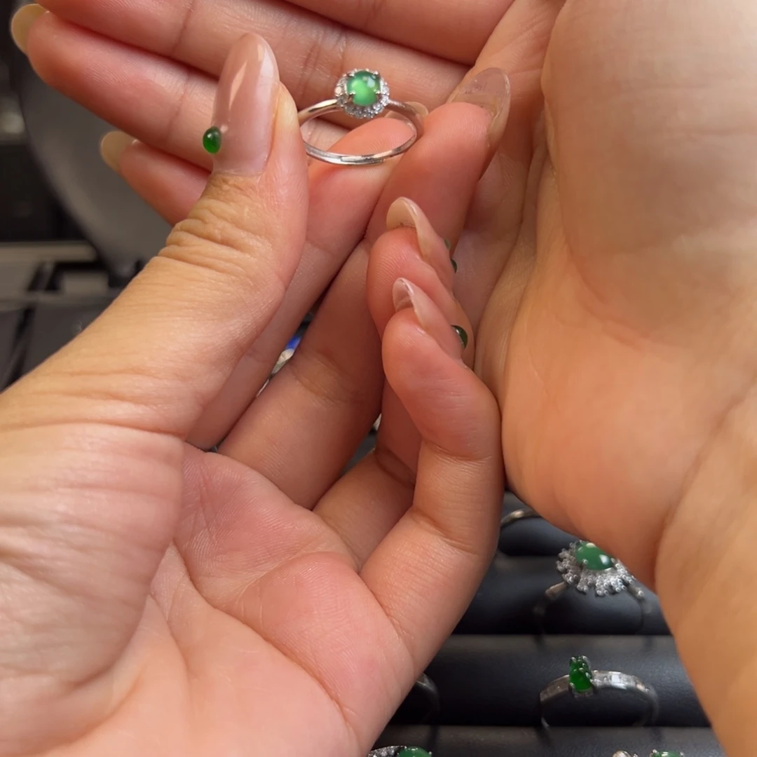 翡翠银S925镶嵌戒指