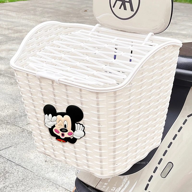 电动车后尾车筐放头盔神器大容量可爱卡通米奇电瓶车后置车篮车篓