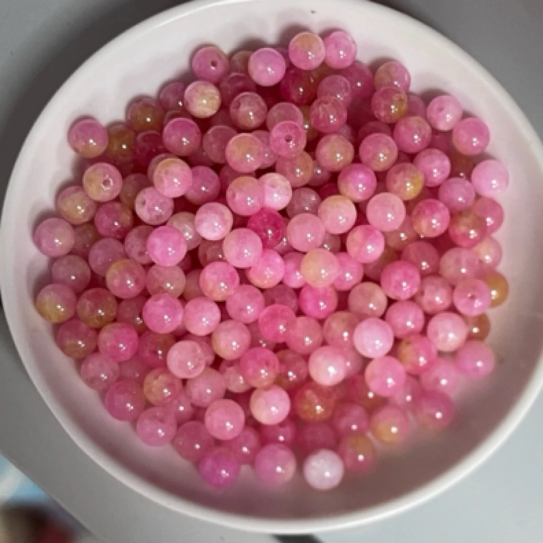 天然珠宝玉石 散珠桃花水蜜桃盐源Y1805  6mm 50颗（赠弹力线）