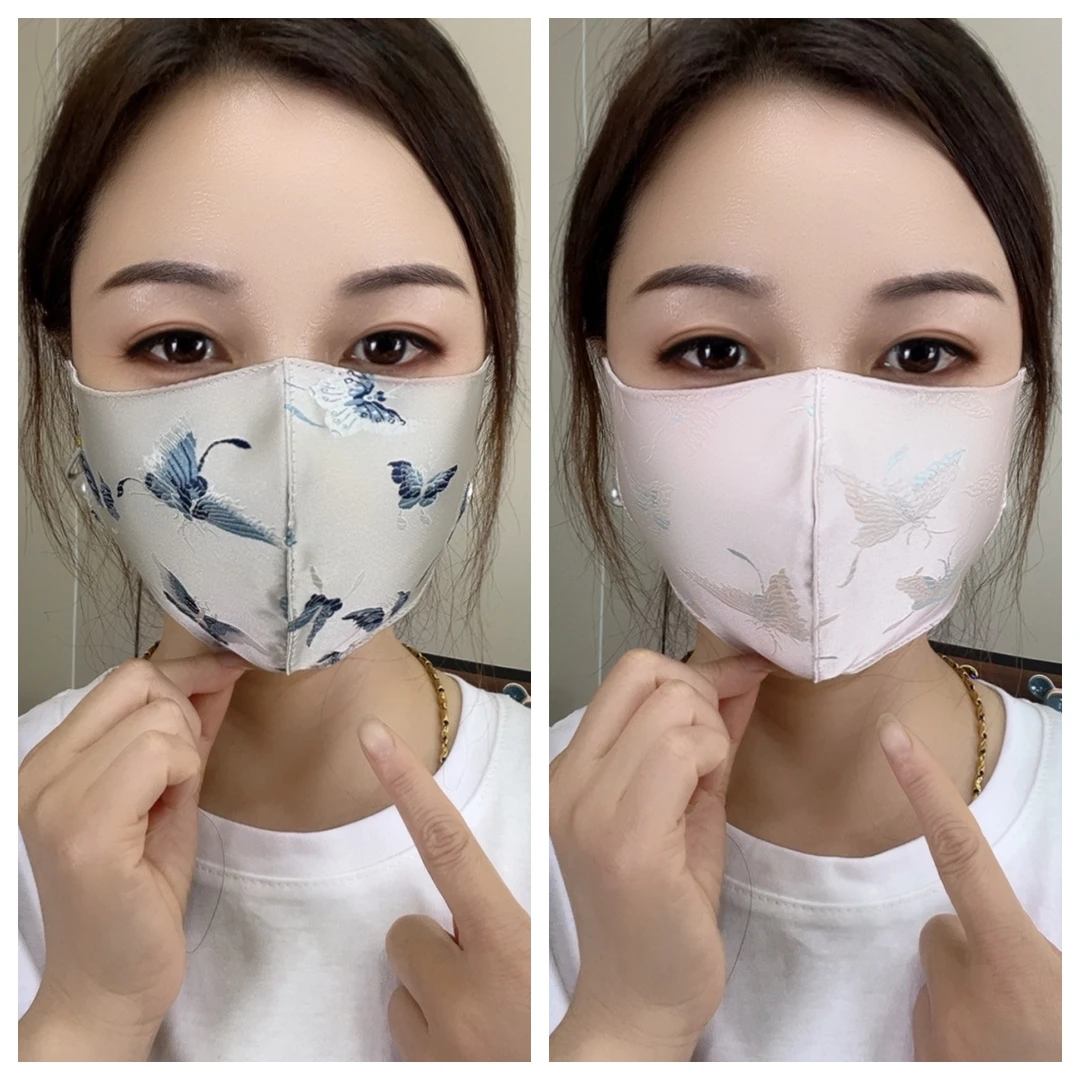 秋冬新款护眼角双层加厚防护面罩女士保暖口罩（花蝴蝶）