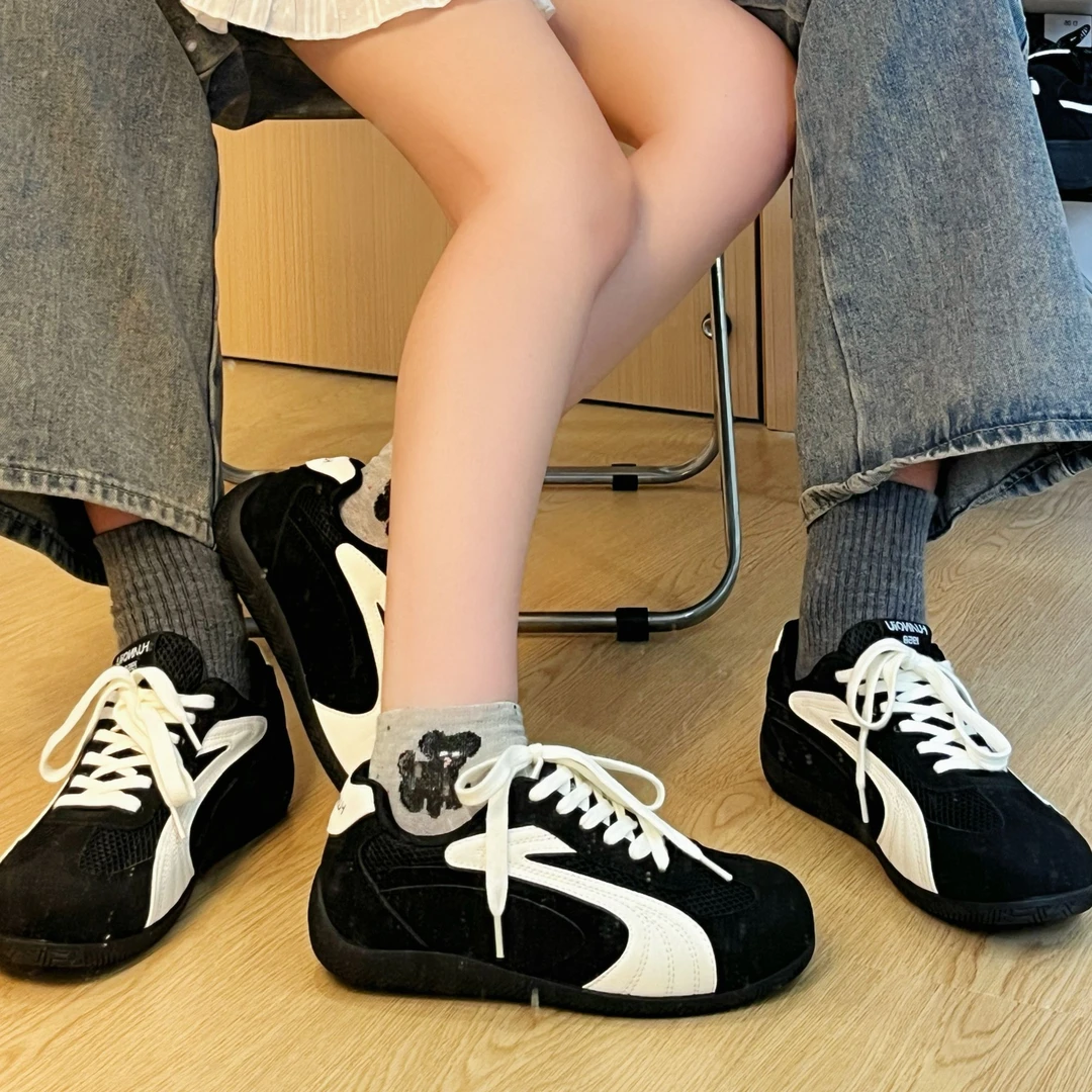 环球时尚潮流情侣鞋2025新款网面透气男女鞋百搭赛车鞋薄底休闲鞋