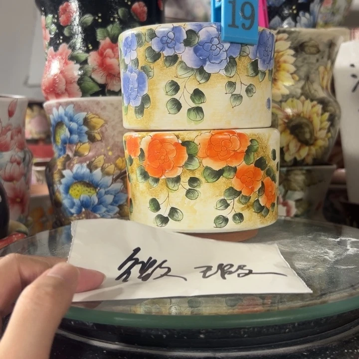 景德镇手绘花盆满38包邮偏远地区除外