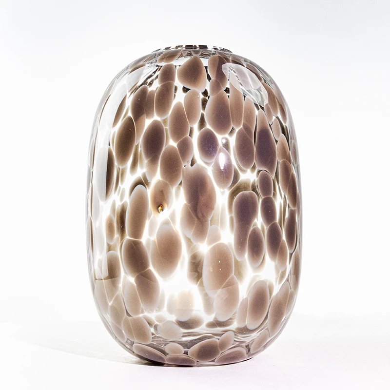 J811北欧简约风灰点半透明大罐玻璃琉璃花瓶轻奢高级感水培器皿