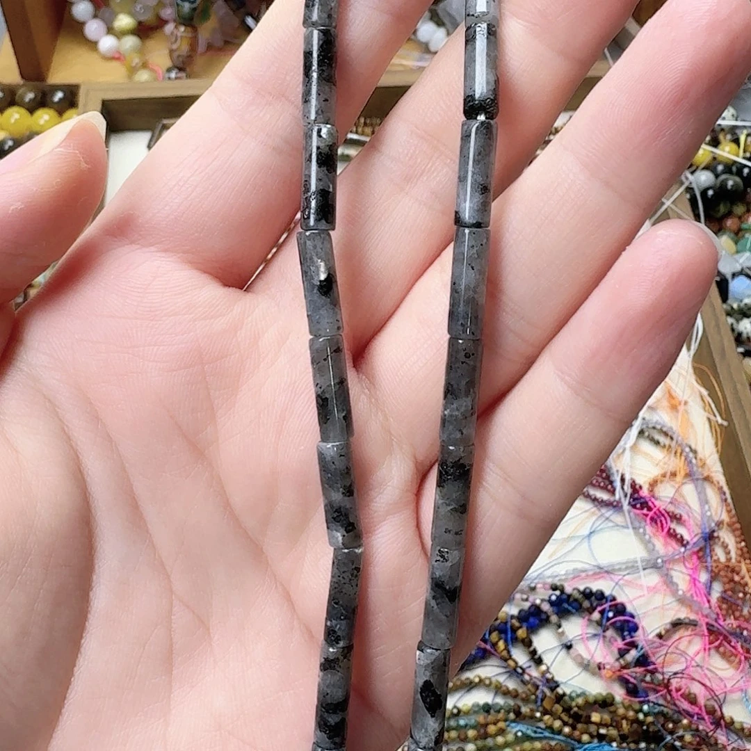 未镶嵌玛瑙/玉髓珠宝半成品闪光石卡4圆管一条