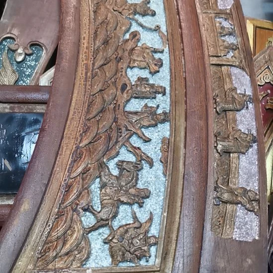 藏***码香榧木老木雕花版一片