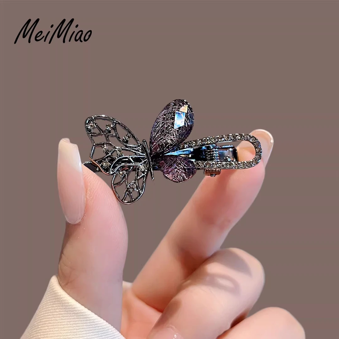 设计感小众发卡法式仙美蝴蝶发夹精致侧边刘海夹前额碎发鸭嘴夹子