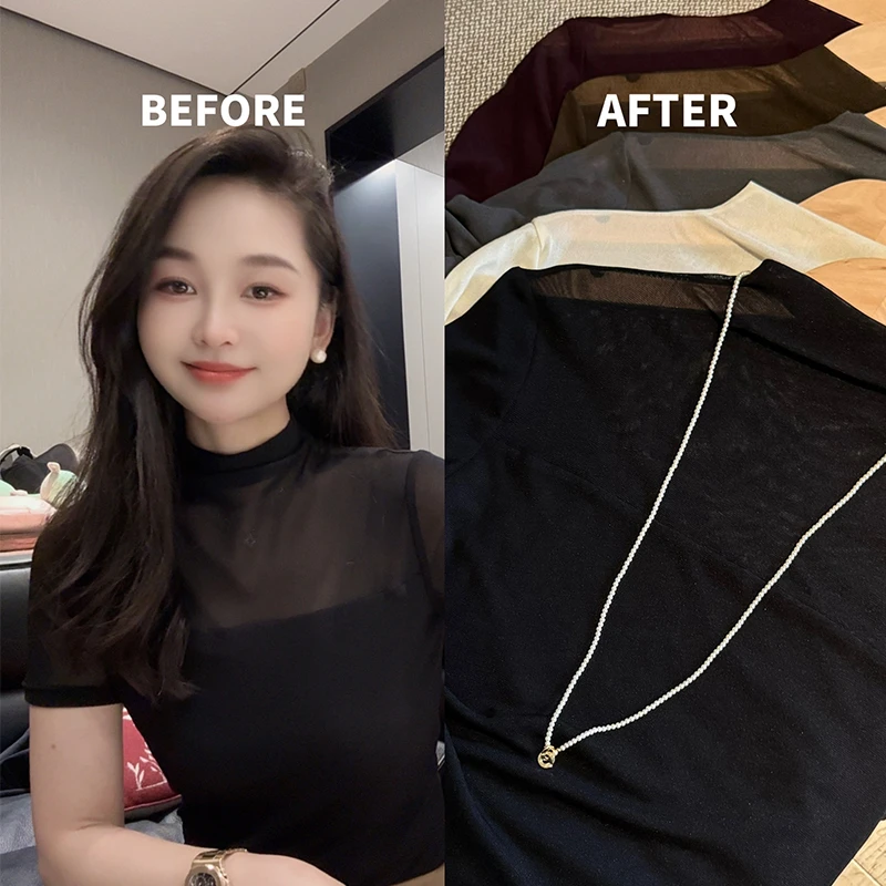 阿黎精选-------早秋显瘦气质超百搭网纱立领上衣