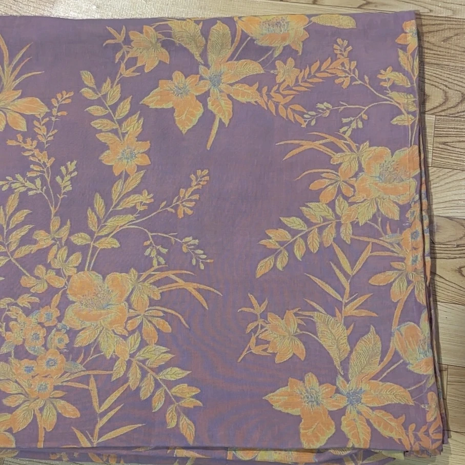 【床单】豆沙色山茶花  2.45x2.5米布头  纯棉双层纱面料 布头