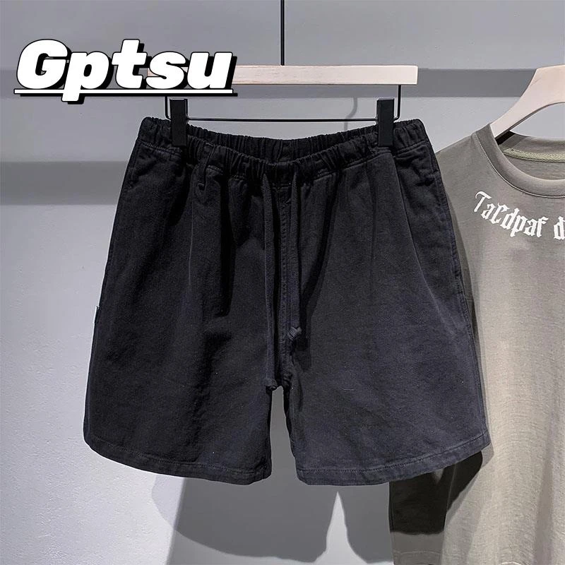 GPTSu工装短裤男蜡染日系复古潮流宽松透气青年百搭五分休闲裤夏