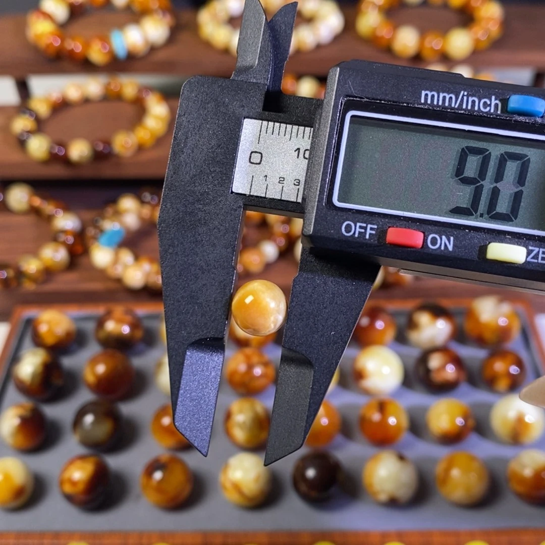 蜜蜡未镶嵌手串沁色蜜蜡单珠