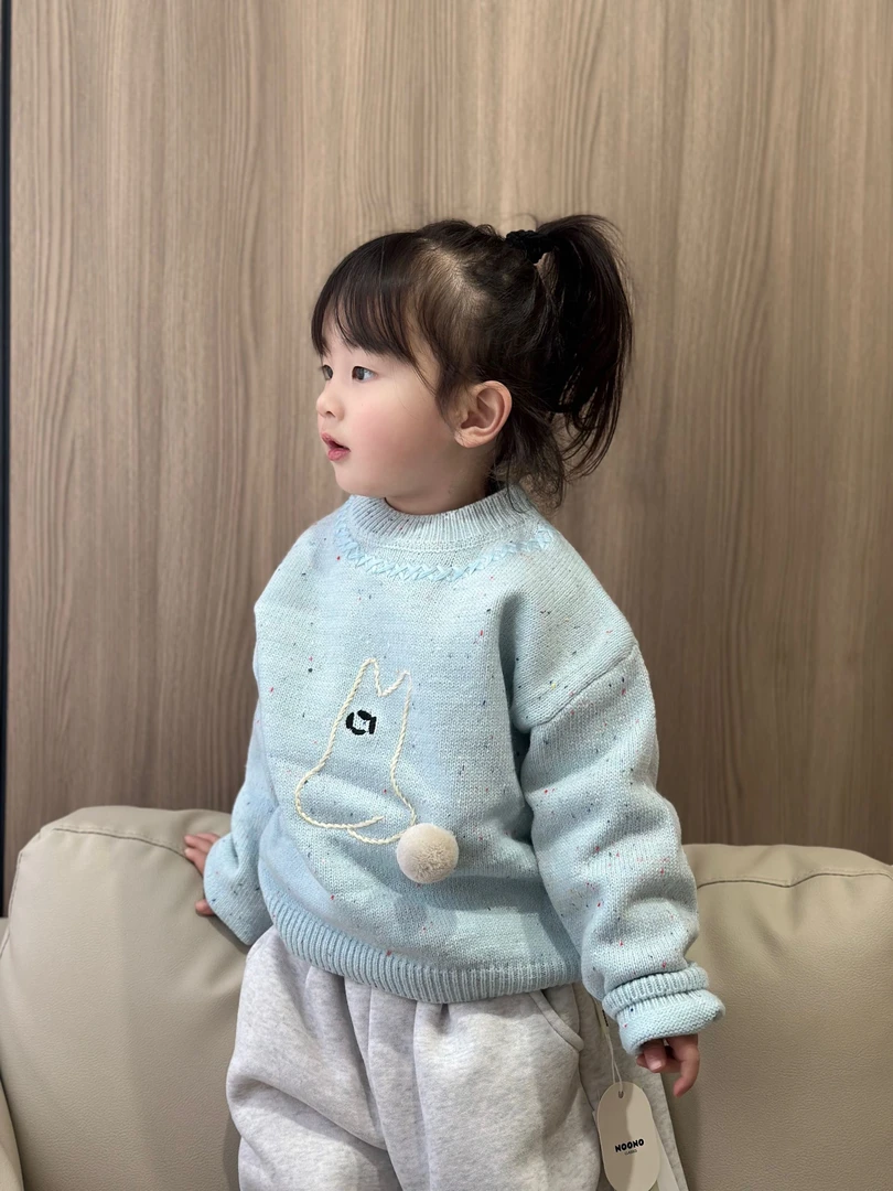 菜菜家童装no蓝色立体球毛衣9129