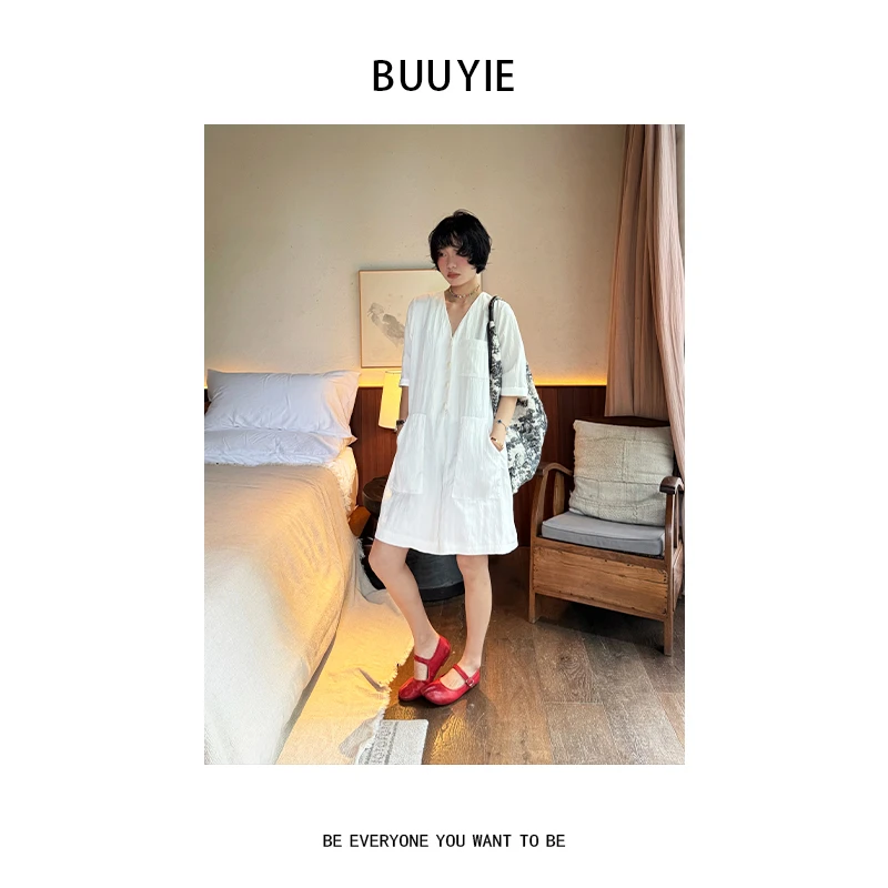BUUYIE 25SS【蚀纬‌】简约风慵懒高级感新款洋气纯色连体裤 250570