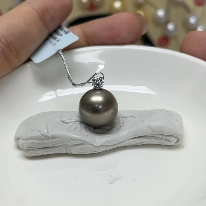 海水珍珠18K金镶嵌颈饰大溪地13-14mm