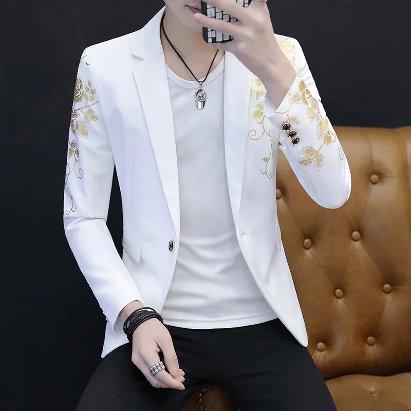 高档男士春秋季日常休闲商务西服外套高品质时尚百搭西服上衣8609