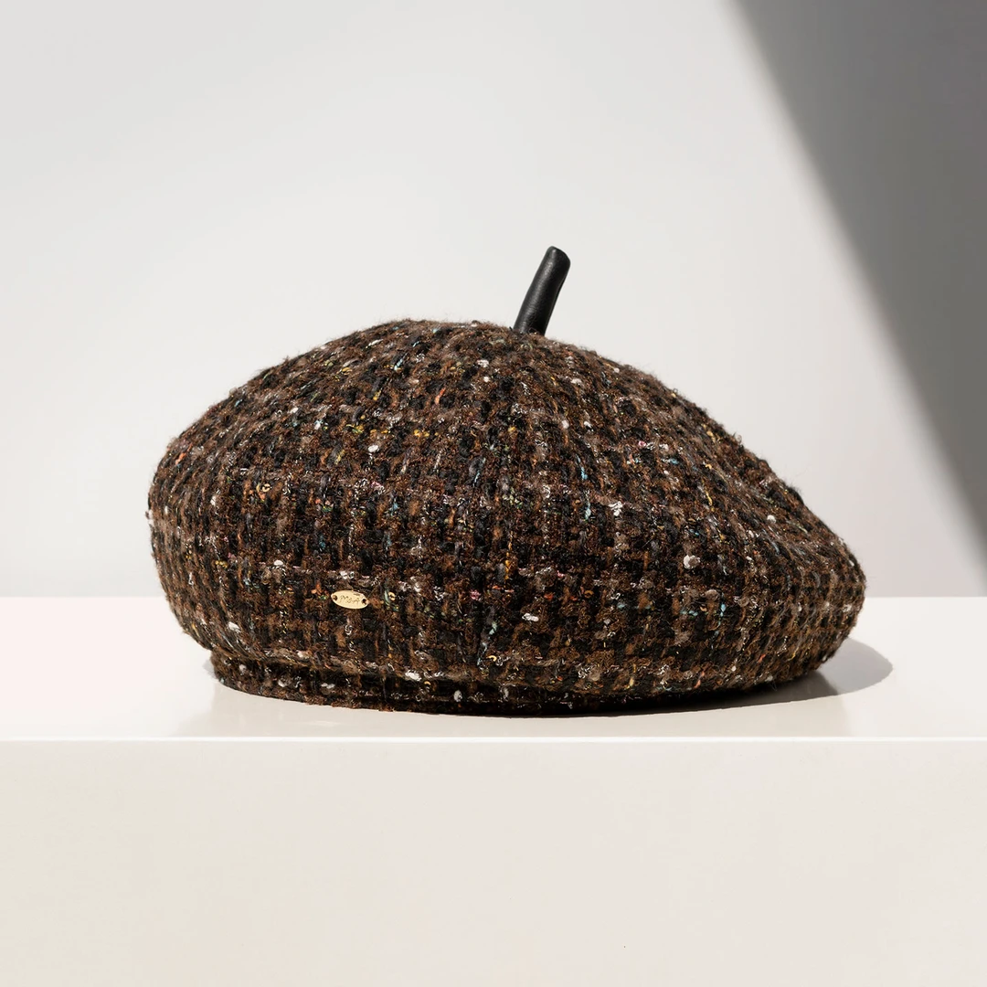 疯帽子 法式小香风贝雷帽女复古八角画家帽子轻奢亮丝蓓蕾 25秋新