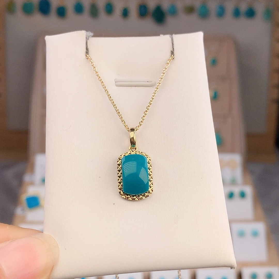 绿松石18K金镶嵌吊坠(不含链)