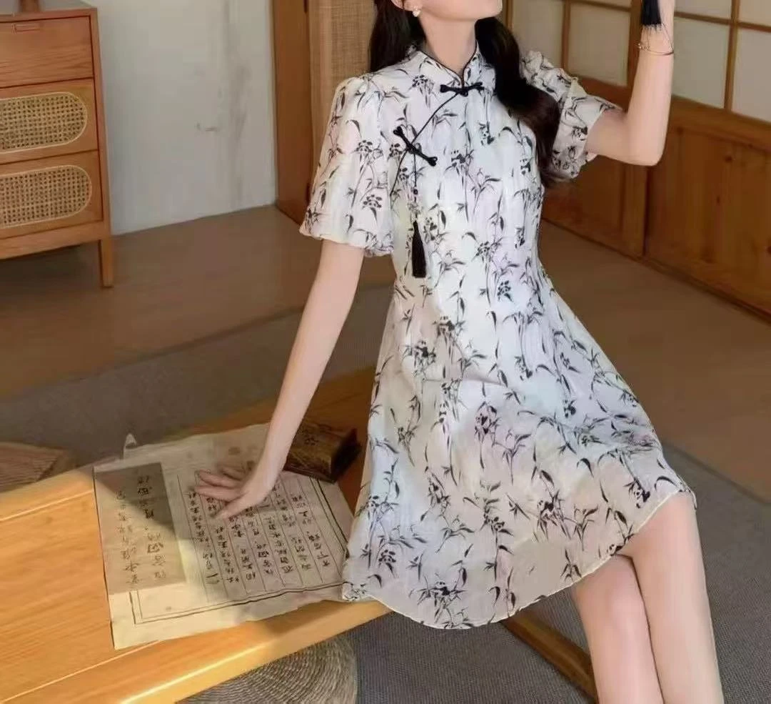 新中式国风立领盘扣连衣裙