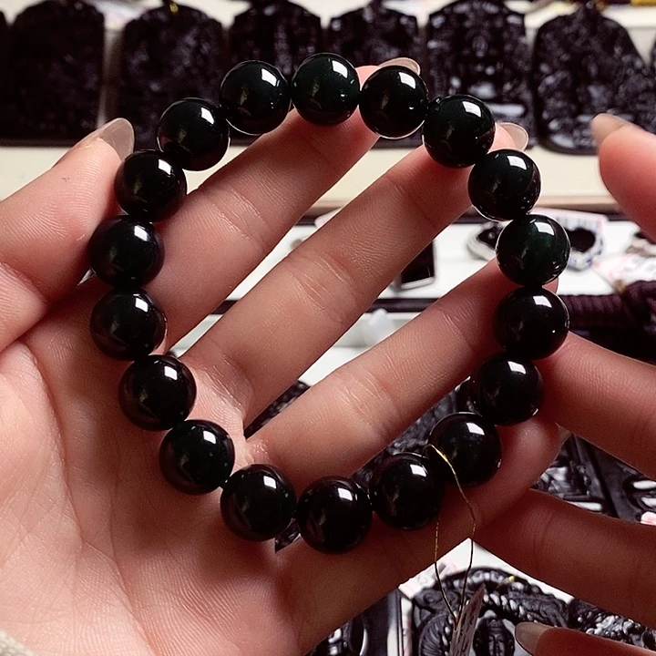 翡翠未镶嵌手链天然缅料A货卡12珠串A414