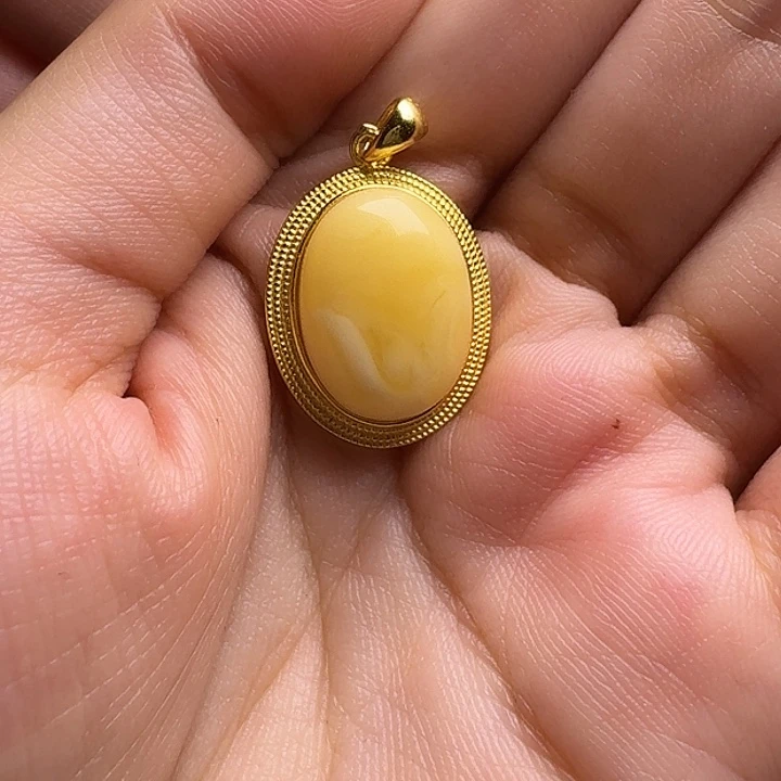 幸***货蜜蜡吊坠(不含链)银S925镶嵌吊坠