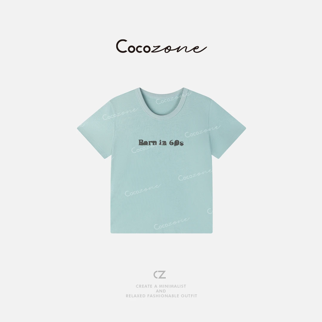 COCO ZONE 刘一一 100棉新款字母印花显瘦圆领短袖T恤CD1A0188