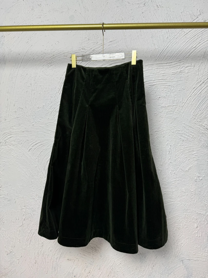 墨绿色高腰灯芯绒A版半身裙时尚休闲高级百搭
