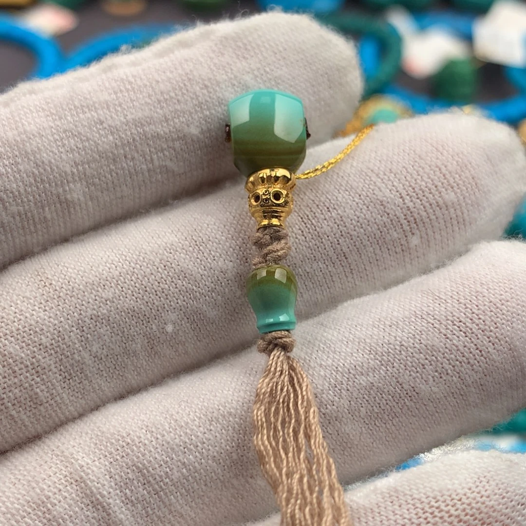 绿松石18K金镶嵌发饰7*6mm