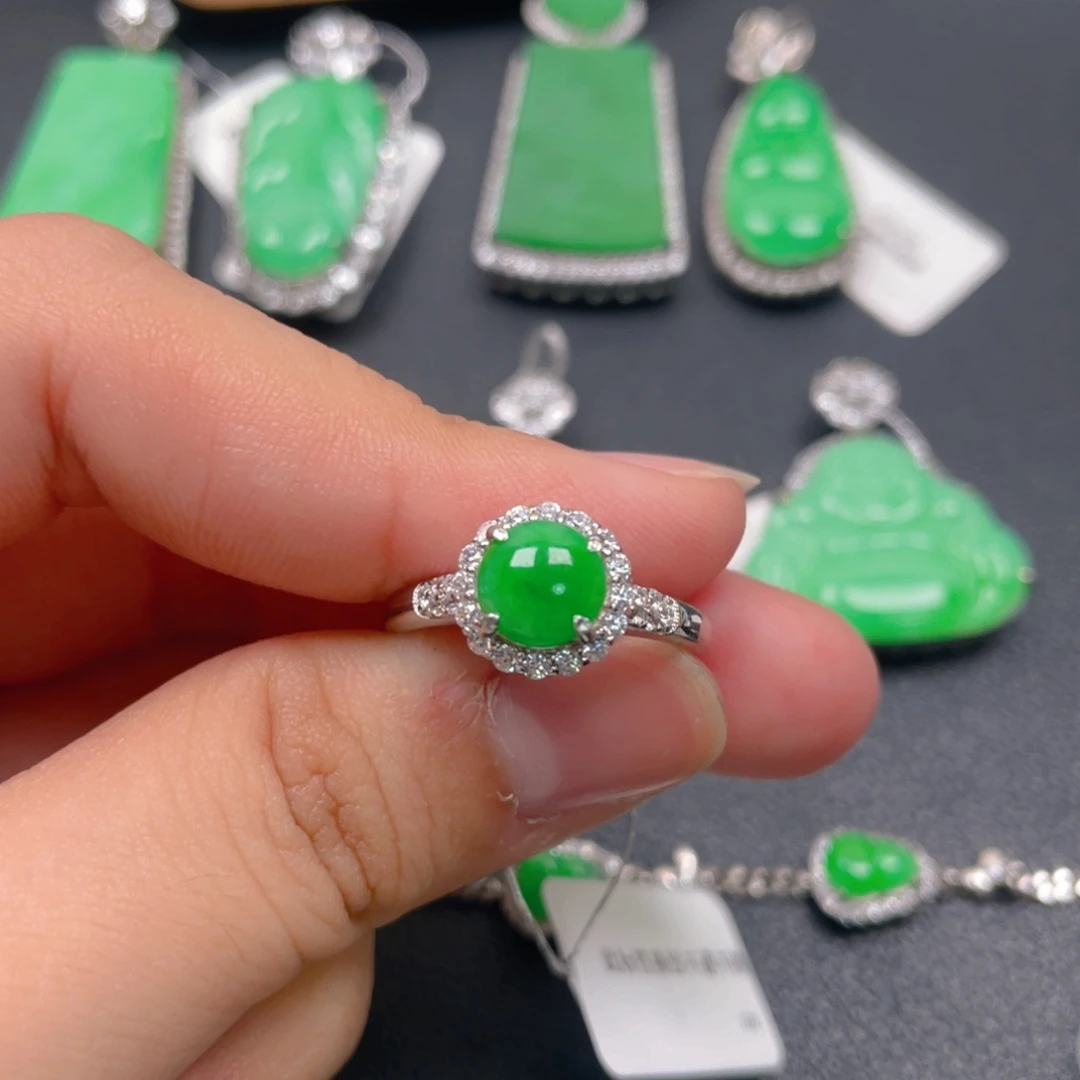 翡翠银S925镶嵌吊坠(不含链)